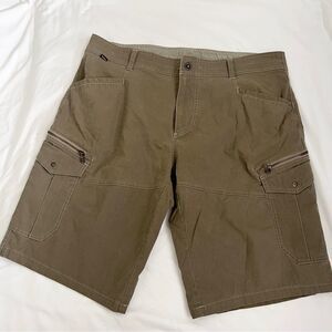 Kuhl Shorts Vintage Patina Dye Cargo Camping Hiking Distressed Brown Men Sz 40